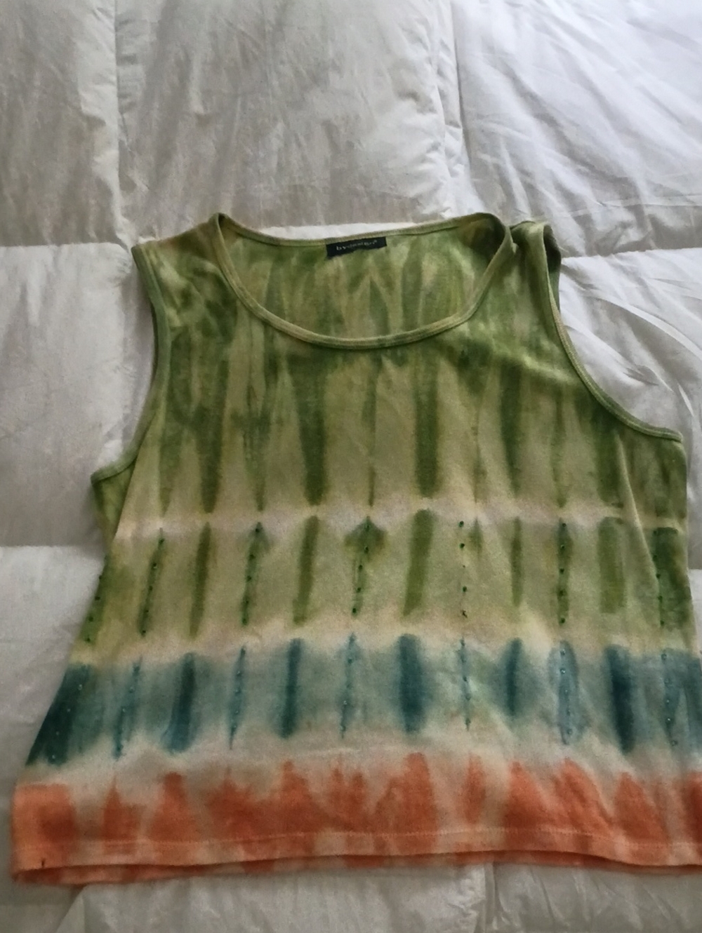 Women's Tie-Dye Sleeveless Tank Top - Green Multicolor